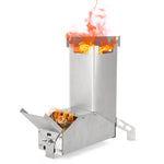 Lixada Foldable Rocket Stove Windproof Stainless Steel Camping Stove Picnic Wood Burning Stoves BBQ Cooking Furnace Wood Stove